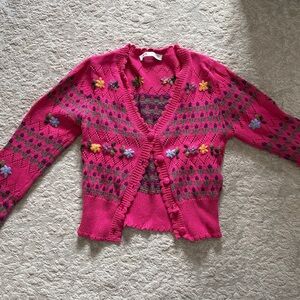 Zara Pink Floral Knit Cardigan